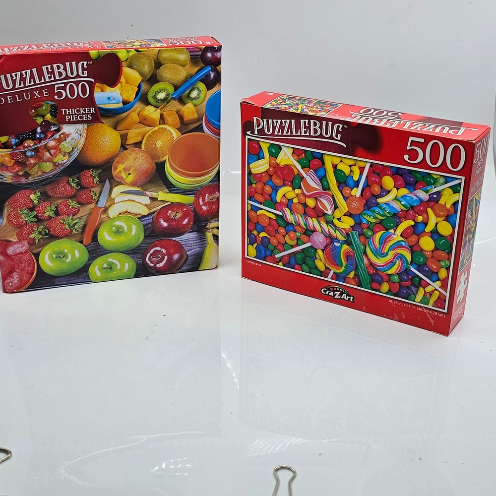 Puzzlebug Deluxe 500 Piece Jigsaw Puzzle Lot‎ of 2 Cra-Z-Art Fruit and Candyrama